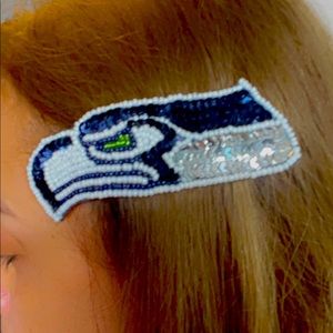 Seattle Seahawks beaded and sequined hair clip